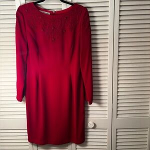 Maggy London Vibrant Red Long Sleeve Dress